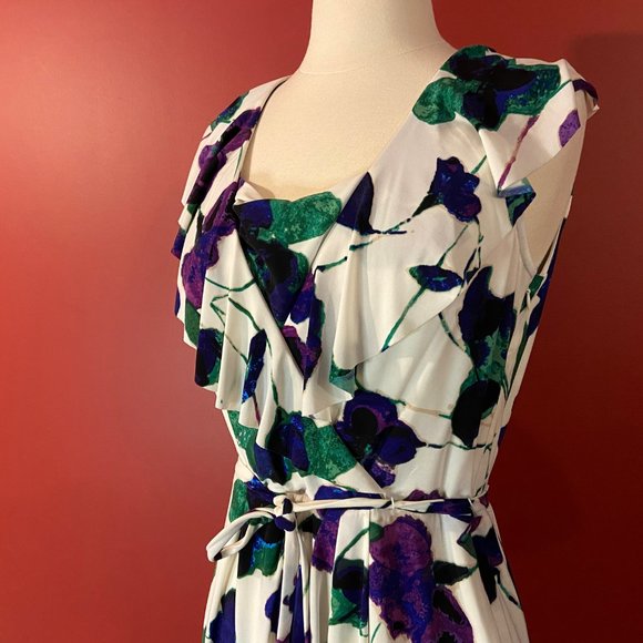 Jones New York Women's White Floral Sleeveless Dress - Size 8 - Picture 2 of 4